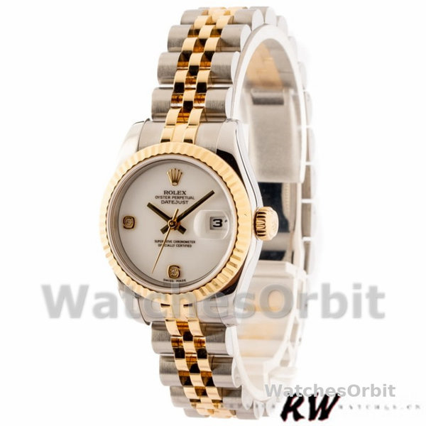 Rolex Datejust 179173 White Dial Diamonds Fluted Bezel 26MM Lady Replica Watch