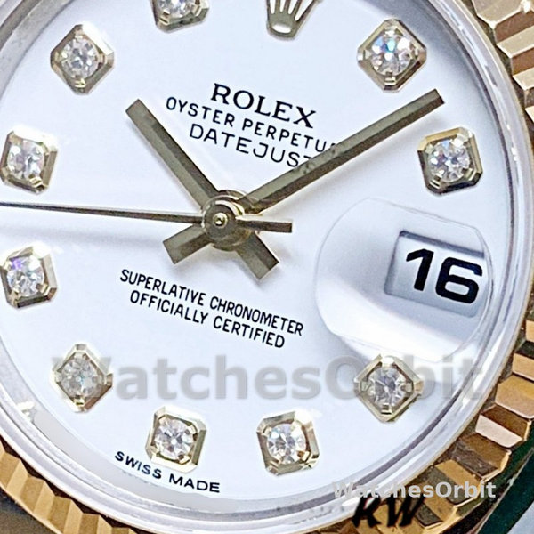 Rolex Datejust 179173 White Diamond Dial Fluted Bezel 26MM Lady Replica Watch