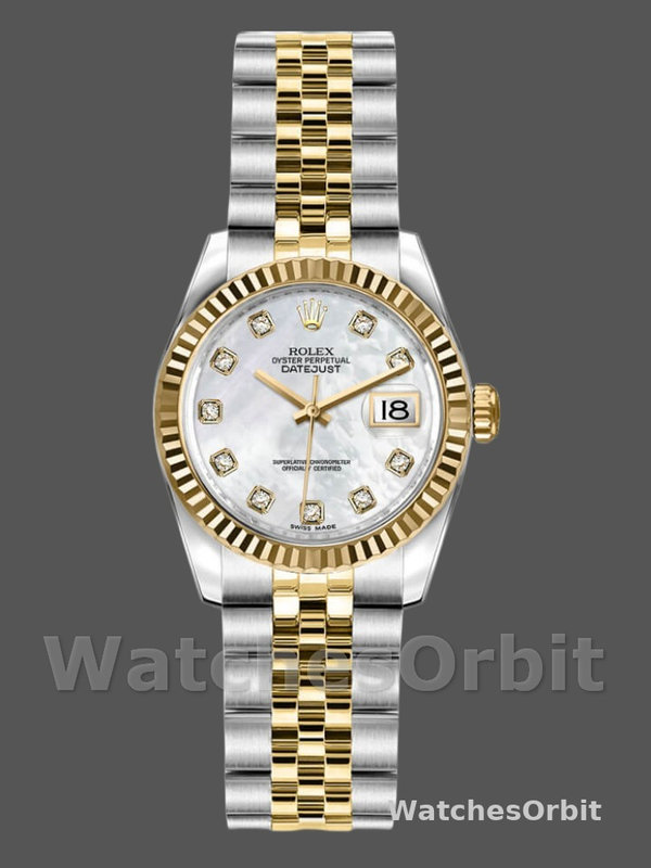 Rolex Datejust 179173 White MOP Dial Fluted Bezel 26MM Lady Replica Watch