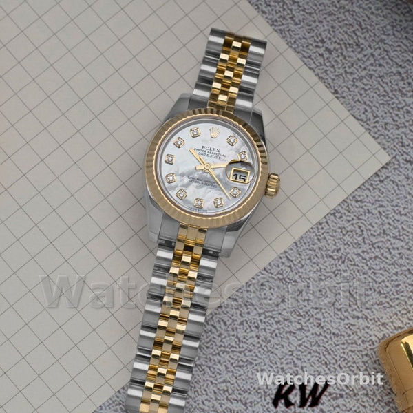 Rolex Datejust 179173 White MOP Dial Fluted Bezel 26MM Lady Replica Watch