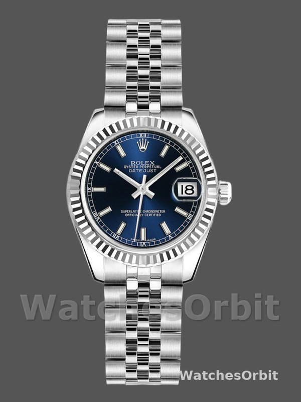 Rolex Datejust 179174 Blue Index Dial Fluted Bezel 26MM Lady Replica Watch