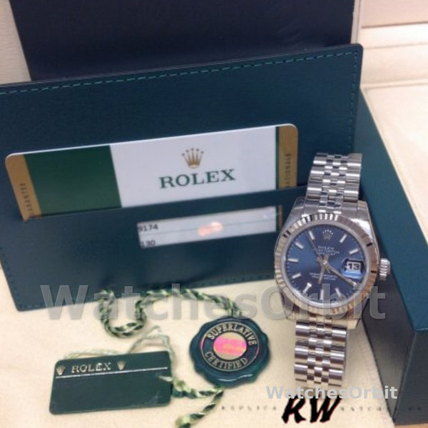Rolex Datejust 179174 Blue Index Dial Fluted Bezel 26MM Lady Replica Watch