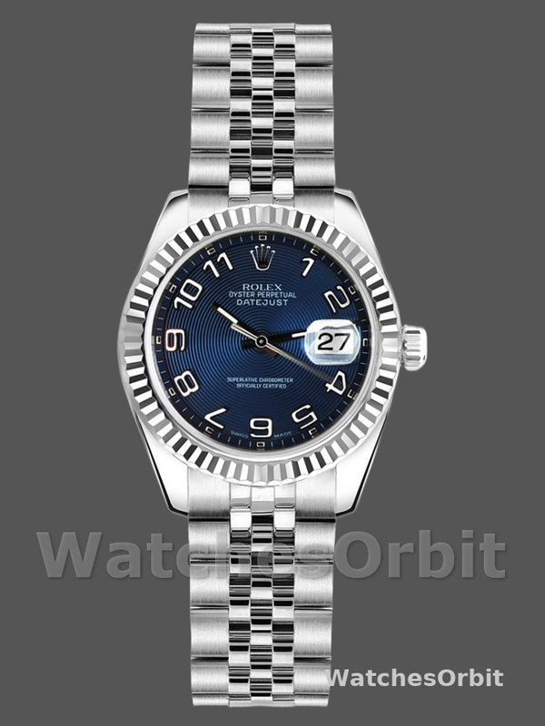 Rolex Datejust 179174 Concentric Circle Blue Dial Fluted Bezel 26MM Lady Replica Watch