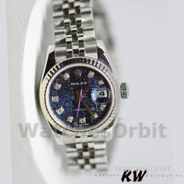 Rolex Datejust 179174 Jubilee Blue Diamond Dial Fluted Bezel 26MM Lady Replica Watch