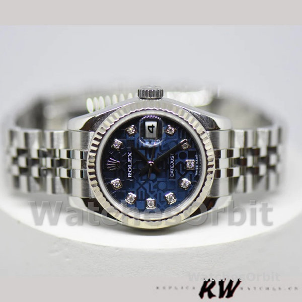 Rolex Datejust 179174 Jubilee Blue Diamond Dial Fluted Bezel 26MM Lady Replica Watch
