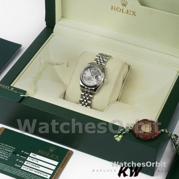 Rolex Datejust 179174 Rhodium Grey Dial Fluted Bezel 26MM Lady Replica Watch