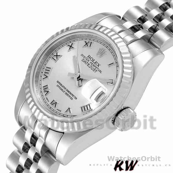 Rolex Datejust 179174 Silver Roman Dial Fluted Bezel 26MM Lady Replica Watch