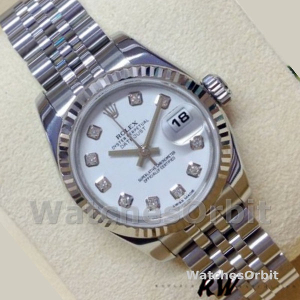 Rolex Datejust 179174 White Diamond Dial Fluted Bezel 26MM Lady Replica Watch