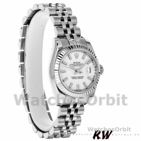 Rolex Datejust 179174 White Index Dial Fluted Bezel 26MM Lady Replica Watch