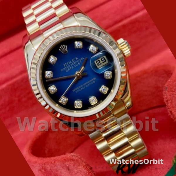 Rolex Datejust 179178 Blue Diamonds Dial Yellow Gold 26MM Lady Replica Watch