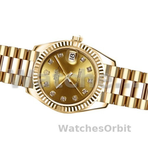 Rolex Datejust 179178 Champagne Diamonds Dial Yellow Gold 26MM Lady Replica Watch