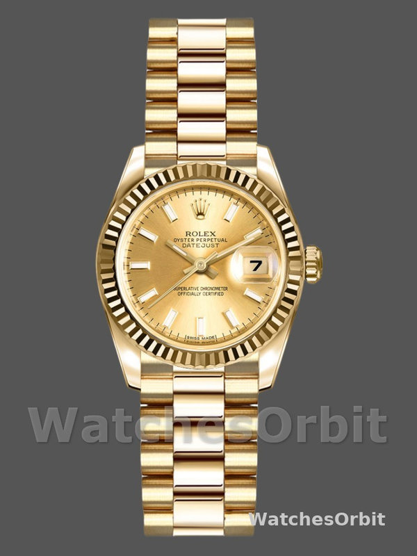 Rolex Datejust 179178 Champagne Index Dial Yellow Gold 26MM Lady Replica Watch