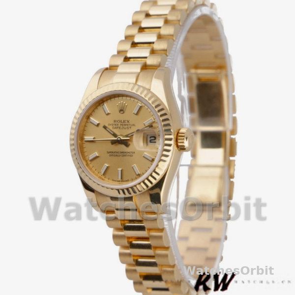 Rolex Datejust 179178 Champagne Index Dial Yellow Gold 26MM Lady Replica Watch