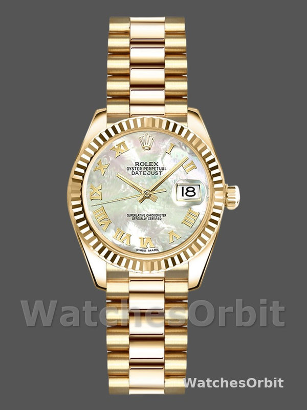 Rolex Datejust 179178 Mother of Pearl White Dial Dial Yellow Gold 26MM Lady Replica Watch