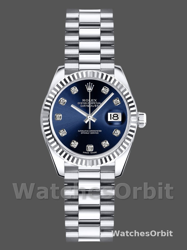Rolex Datejust 179179 Blue Diamond Dial Fluted Bezel 26MM Lady Replica Watch