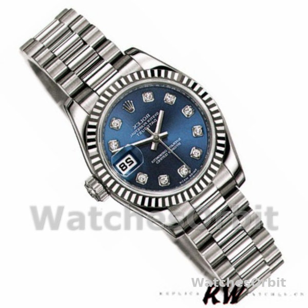 Rolex Datejust 179179 Blue Diamond Dial Fluted Bezel 26MM Lady Replica Watch