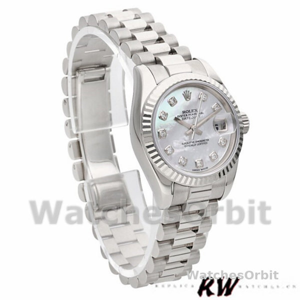 Rolex Datejust 179179 Mother of Pearl Diamond Dial Fluted Bezel 26MM Lady Replica Watch