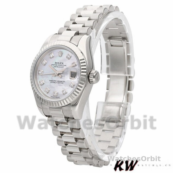 Rolex Datejust 179179 Mother of Pearl Diamond Dial Fluted Bezel 26MM Lady Replica Watch
