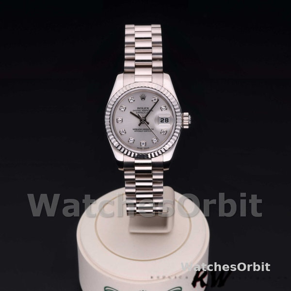 Rolex Datejust 179179 Silver Diamond Dial Fluted Bezel 26MM Lady Replica Watch