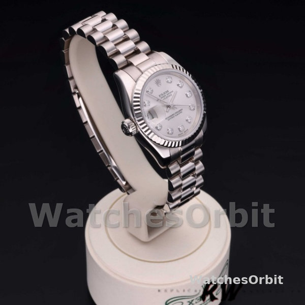 Rolex Datejust 179179 Silver Diamond Dial Fluted Bezel 26MM Lady Replica Watch