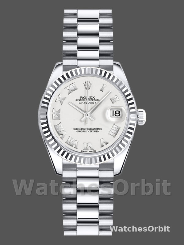 Rolex Datejust 179179 White Roman Numeral Dial Fluted Bezel 26MM Lady Replica Watch