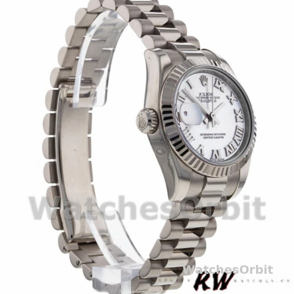 Rolex Datejust 179179 White Roman Numeral Dial Fluted Bezel 26MM Lady Replica Watch