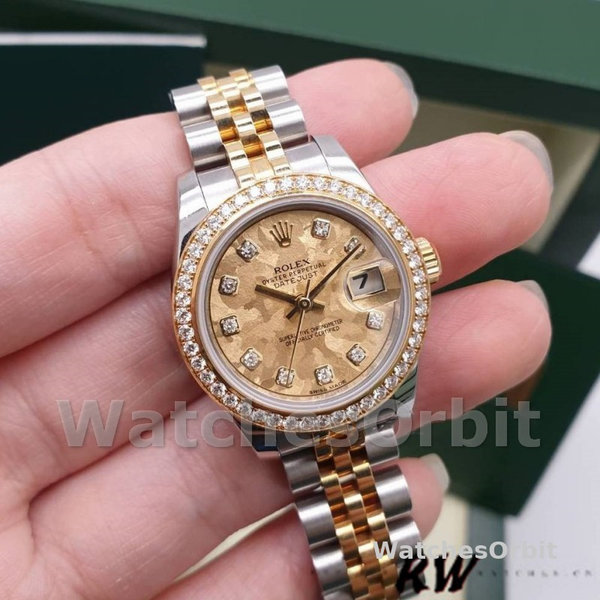 Rolex Datejust 179383 Crystal Gold Dust Champagne Dial 26MM Lady Replica Watch