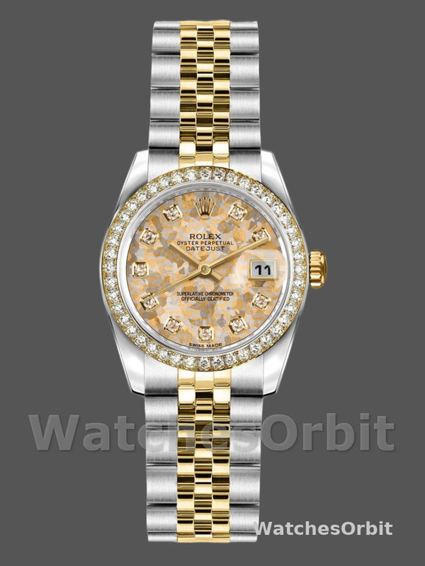 Rolex Datejust 179383 Jubilee Crystal Grey and Champagne Dial 26MM Lady Replica Watch