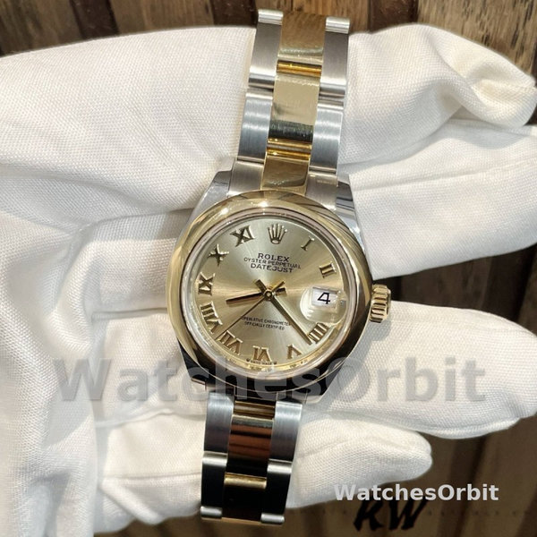 Rolex Datejust 279163 Champagne Roman Numeral Dial Domed Bezel 28mm Lady Replica Watch