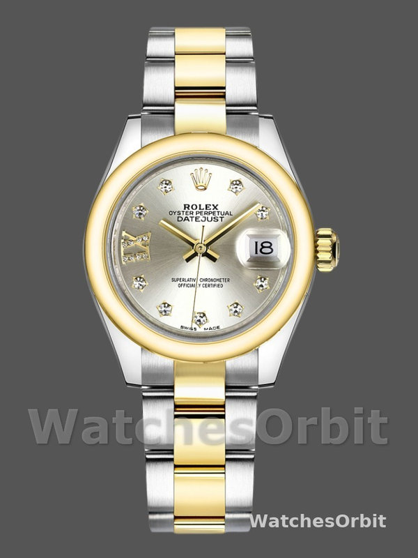 Rolex Datejust 279163 Silver Diamond Dial Domed Bezel 28mm Lady Replica Watch