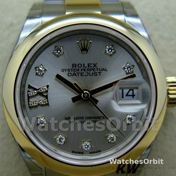 Rolex Datejust 279163 Silver Diamond Dial Domed Bezel 28mm Lady Replica Watch