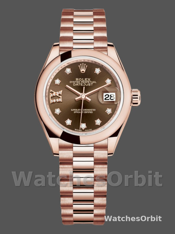 Rolex Datejust 279165 Chocolate Brown Diamonds Dial Domed Bezel 28mm Lady Replica Watch