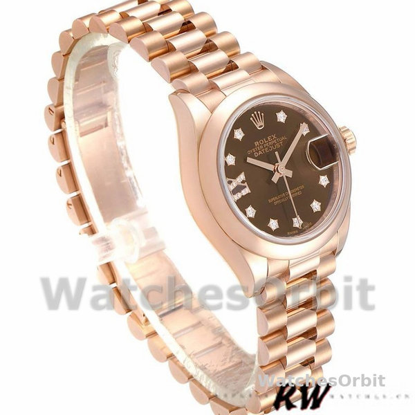 Rolex Datejust 279165 Chocolate Brown Diamonds Dial Domed Bezel 28mm Lady Replica Watch