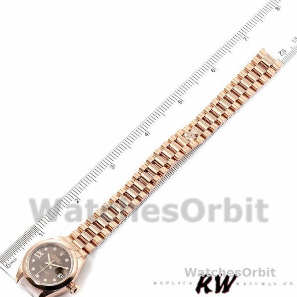 Rolex Datejust 279165 Chocolate Brown Diamonds Dial Domed Bezel 28mm Lady Replica Watch