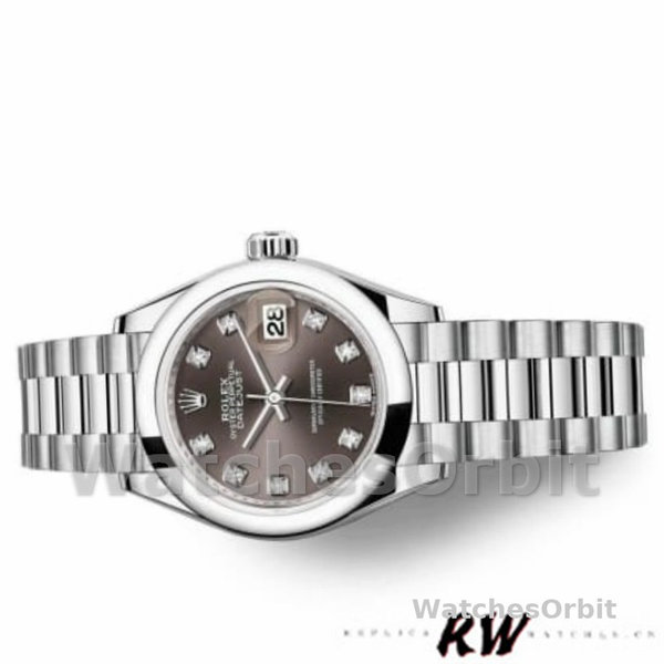 Rolex Datejust 279166 Dark Grey Diamond Dial Domed Bezel 28mm Lady Replica Watch