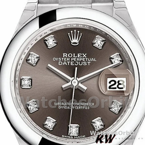 Rolex Datejust 279166 Dark Grey Diamond Dial Domed Bezel 28mm Lady Replica Watch