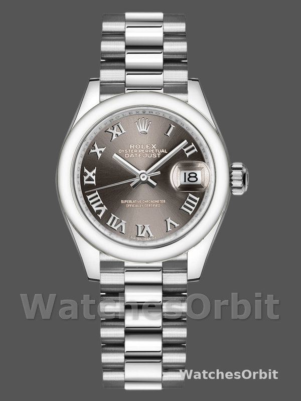 Rolex Datejust 279166 Dark Grey Roman Numeral Dial Domed Bezel 28mm Lady Replica Watch