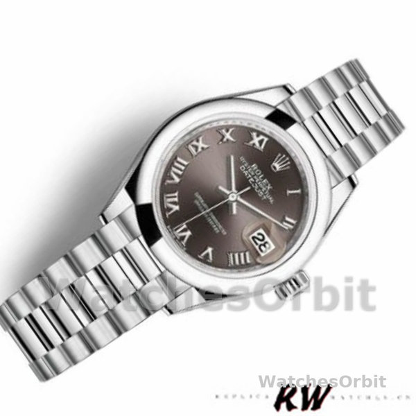 Rolex Datejust 279166 Dark Grey Roman Numeral Dial Domed Bezel 28mm Lady Replica Watch