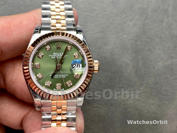 Rolex Datejust 279171 0007 28 Olive Green Diamond-Set Jubilee Ladies Watch
