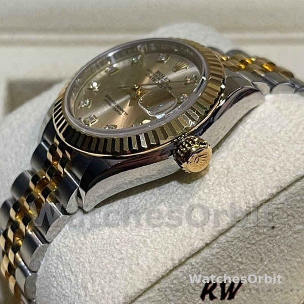 Rolex Datejust 279173 Champagne Diamond Dial Fluted Bezel 28mm Lady Replica Watch
