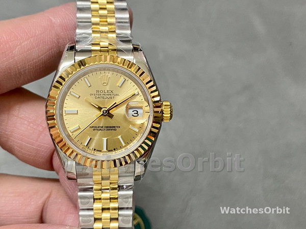 Rolex Datejust 279173 Champagne Index Dial Fluted Bezel 28mm Lady Replica Watch