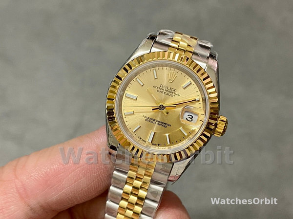 Rolex Datejust 279173 Champagne Index Dial Fluted Bezel 28mm Lady Replica Watch