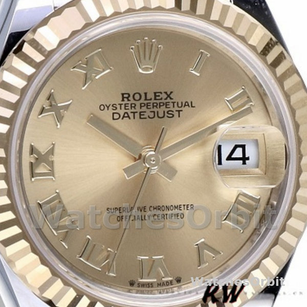 Rolex Datejust 279173 Champagne Roman Numeral Dial Fluted Bezel 28mm Lady Replica Watch