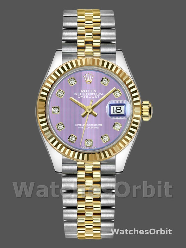 Rolex Datejust 279173 Lavender Purple Diamond Dial Fluted Bezel 28mm Lady Replica Watch