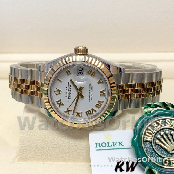 Rolex Datejust 279173 White Roman Numeral Dial Fluted Bezel 28mm Lady Replica Watch