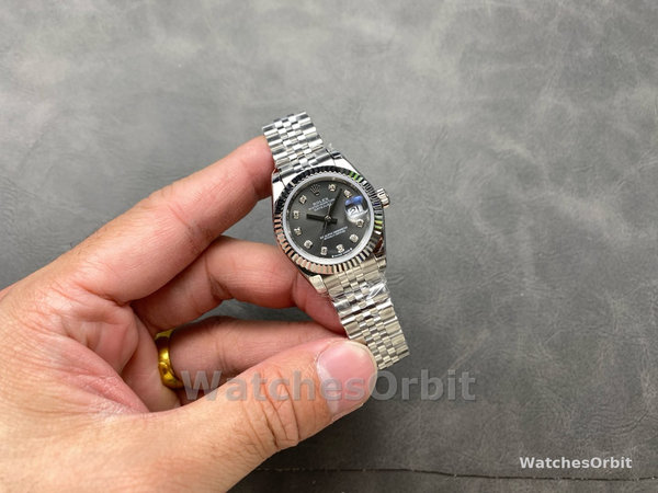 Rolex Datejust 279174 Stainless Steel Dark Grey Diamond Dial 28mm Lady Replica Watch