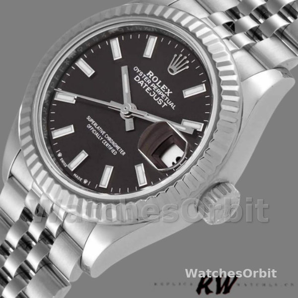 Rolex Datejust 279174 Stainless Steel Dark Grey Index Dial 28mm Lady Replica Watch