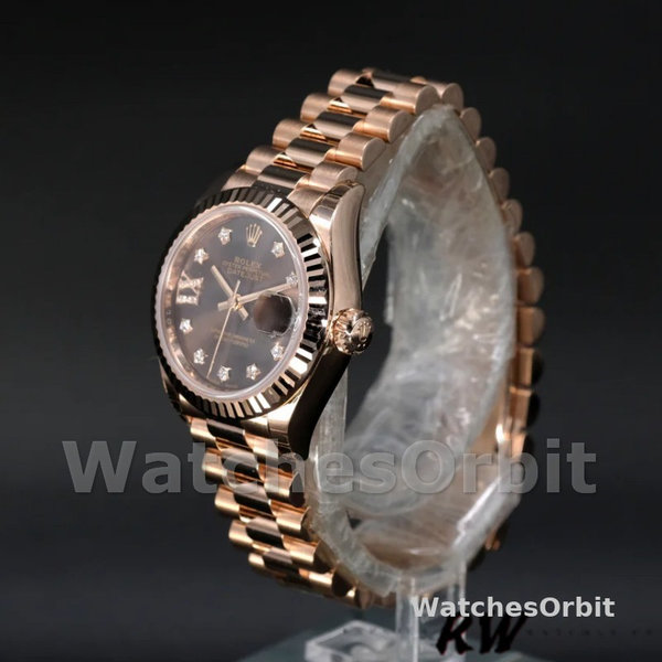 Rolex Datejust 279175 Chocolate Diamond Mark Fluted Bezel 28mm Lady Replica Watch