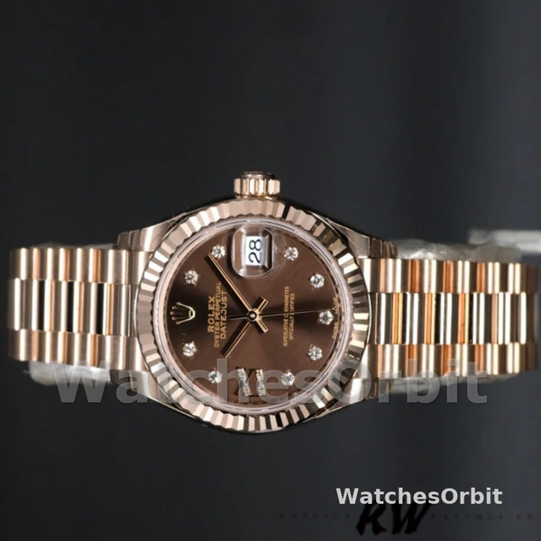 Rolex Datejust 279175 Chocolate Diamond Mark Fluted Bezel 28mm Lady Replica Watch
