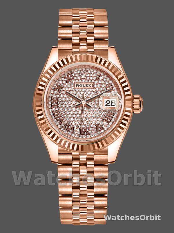 Rolex Datejust 279175 Diamond Pave Dial Rose Gold 28mm Lady Replica Watch